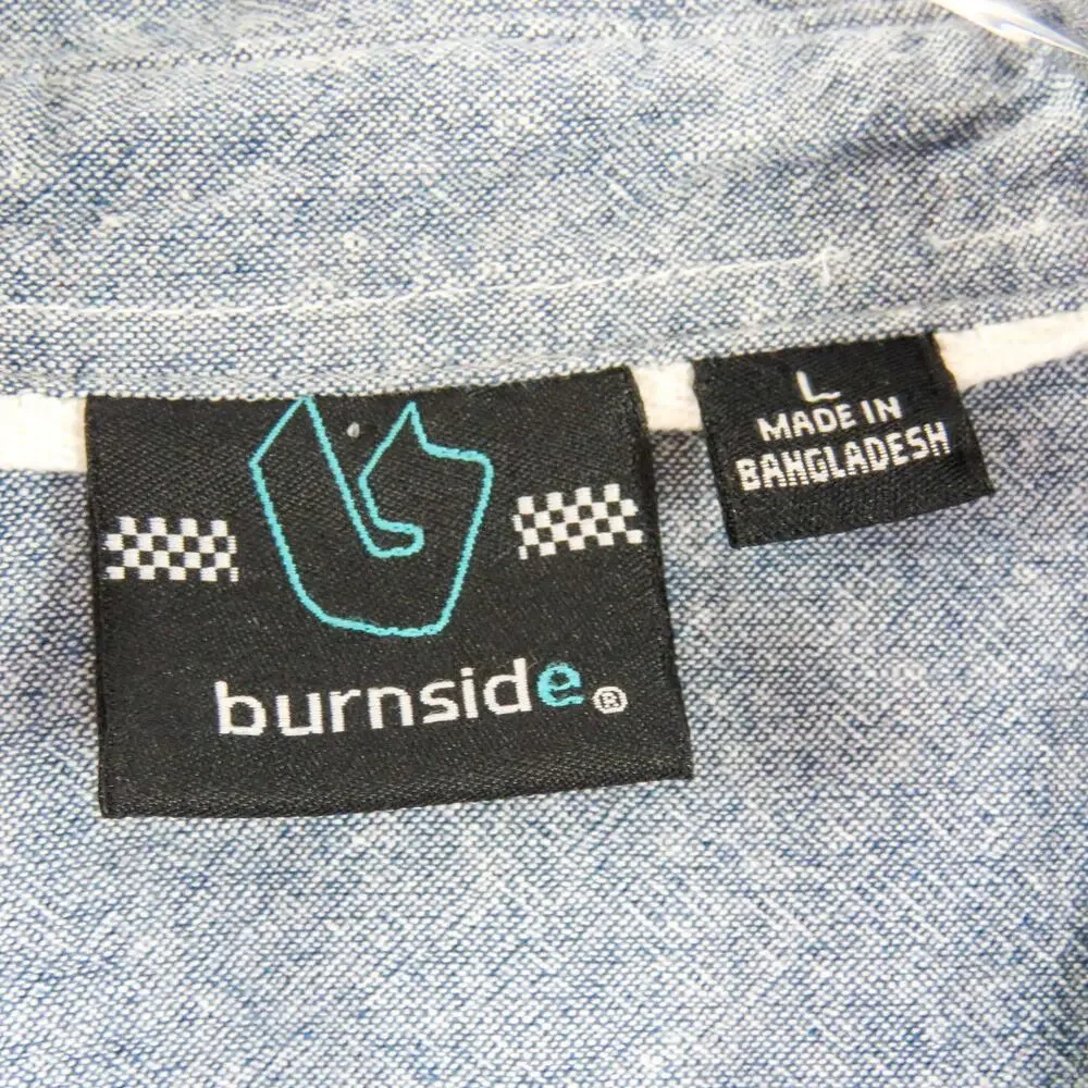 Urban Outfitters Burnside Retro Blue and White Striped Button Down Shirt Large